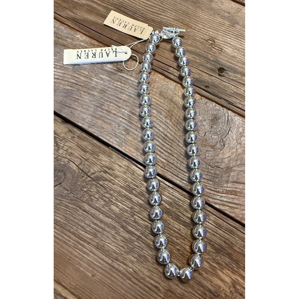 Ralph Lauren 14” Silver Tone Beaded Necklace New Unworn